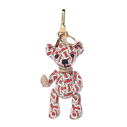 Burberry Calfskin Print Monogram Thomas Bear Bag Charm Beige Red 1 of 2