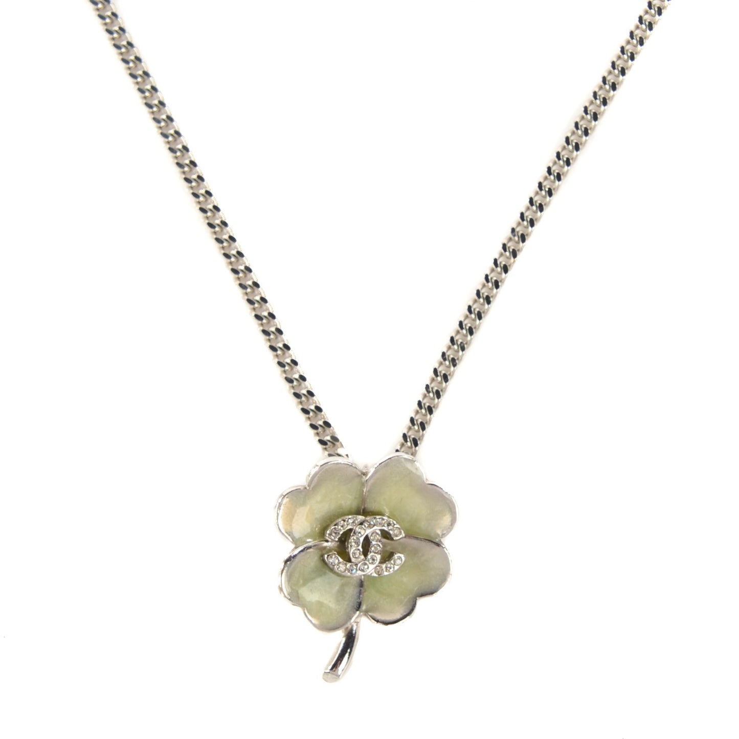 Crystal CC Clover Necklace Silver