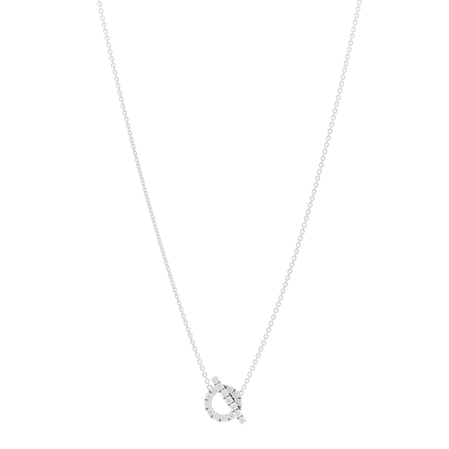 Hermes 18K White Gold Diamond Finesse Pendant Necklace 1 of 6