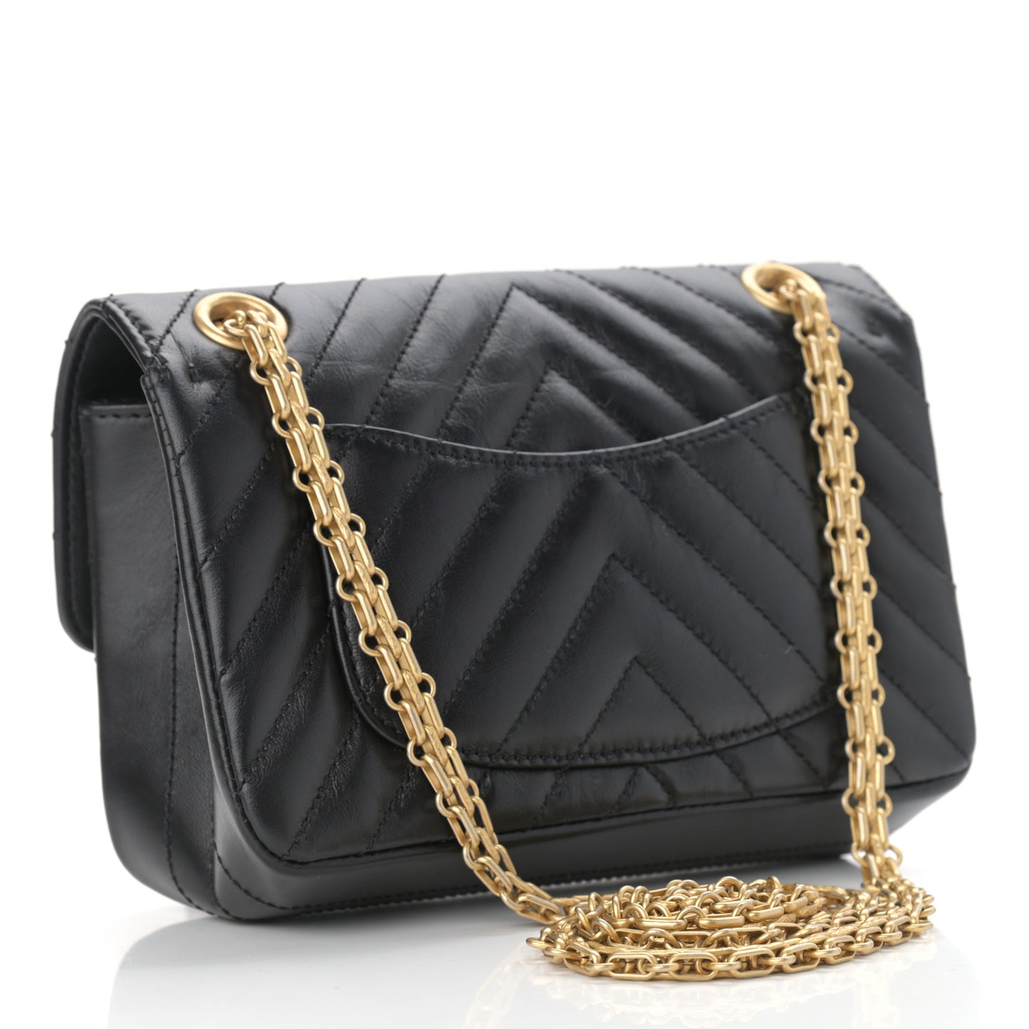 Aged Calfskin Chevron Quilted 2.55 Reissue Mini Flap Black