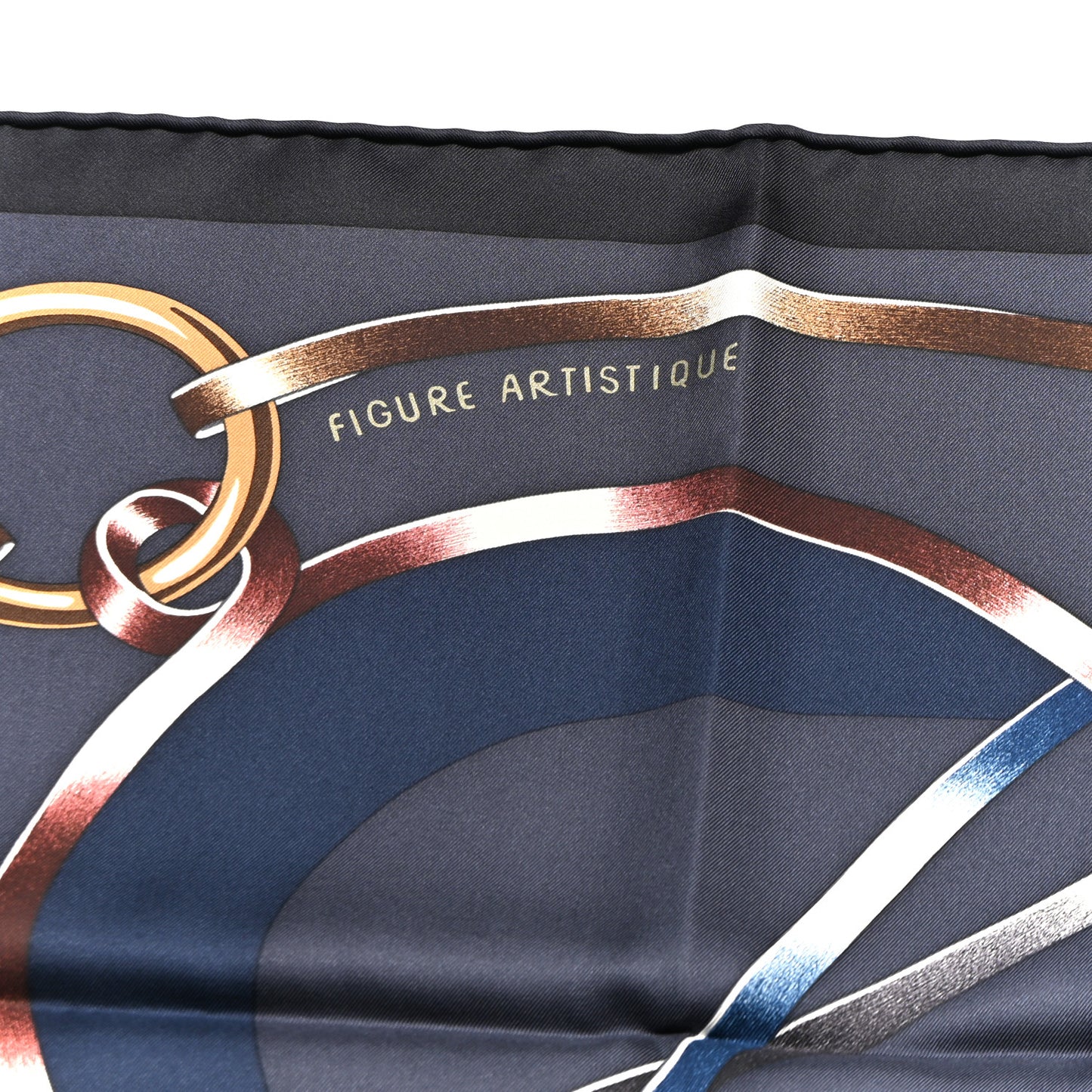 Silk Figure Artistique Scarf 90 Bleu Noir Brun Chocolate
