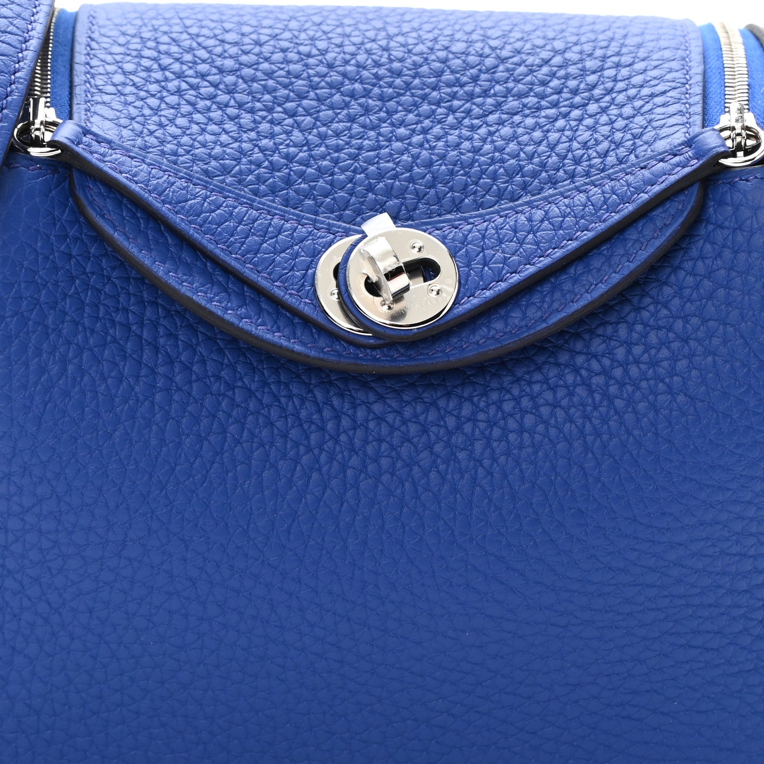 Hermes Taurillon Clemence Mini Lindy 20 Bleu Electrique 7 of 10