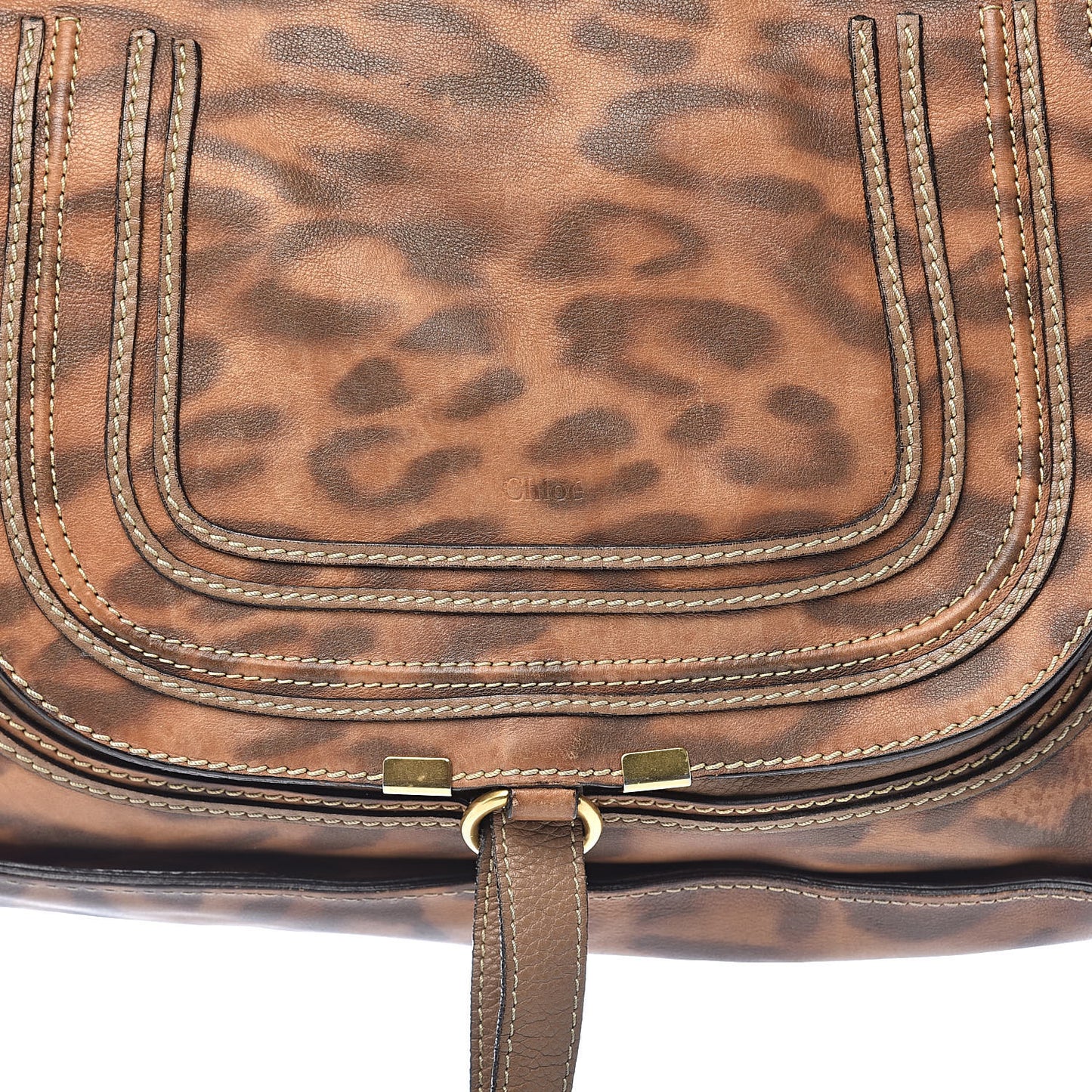 Calfskin Leopard Print Medium Marcie Satchel Brown
