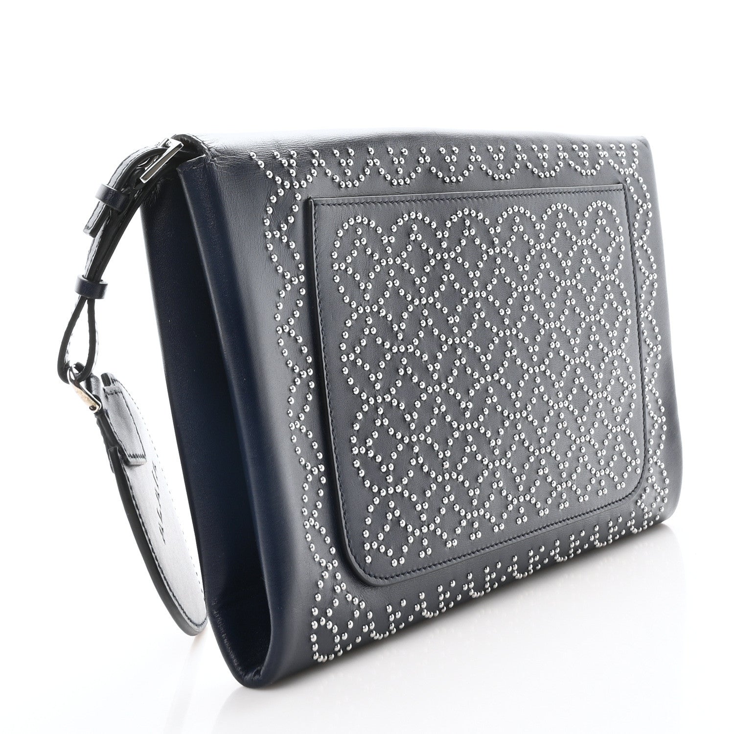 Alaia Calfskin Studded Arabesque Envelope Clutch Navy 4 of 10