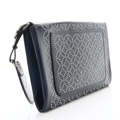Alaia Calfskin Studded Arabesque Envelope Clutch Navy 4 of 10