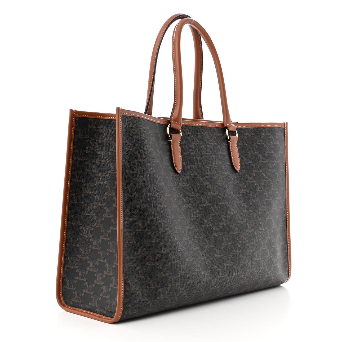 Triomphe Canvas Calfskin Horizontal Cabas Tan