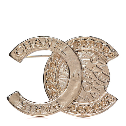 Chanel Large CC Medallion Brooch Light Gold 1 of 4