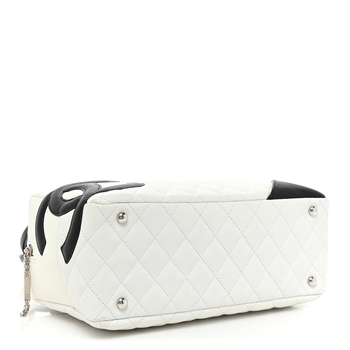 Calfskin Quilted Large Cambon Bowler White Black