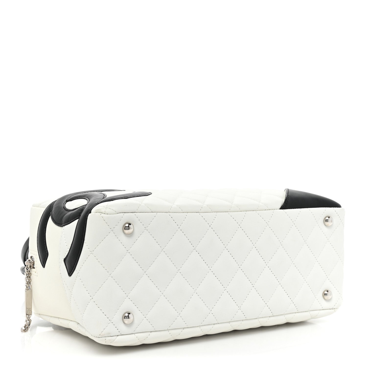 Chanel Calfskin Quilted Large Cambon Bowler White Black 4 of 15