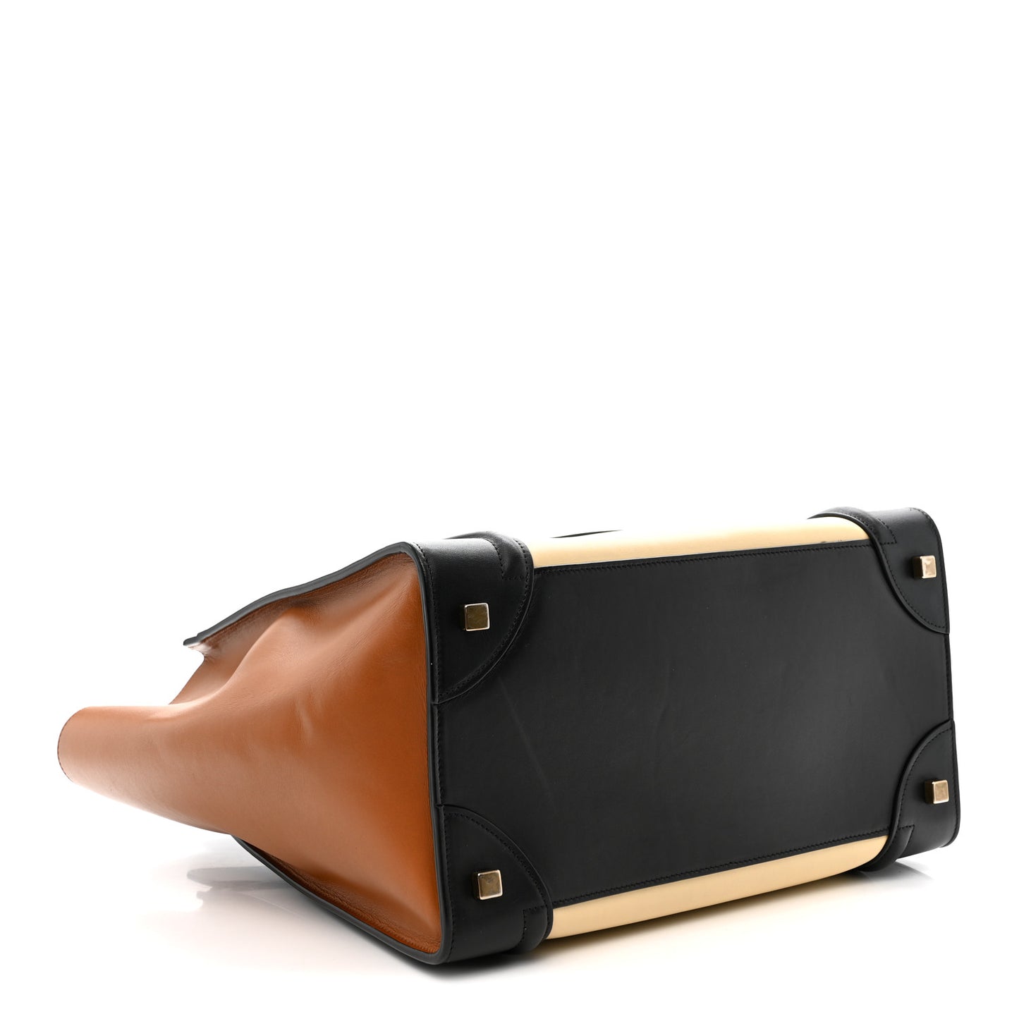 Satin Calfskin Mini Tri-Color Luggage Seashell