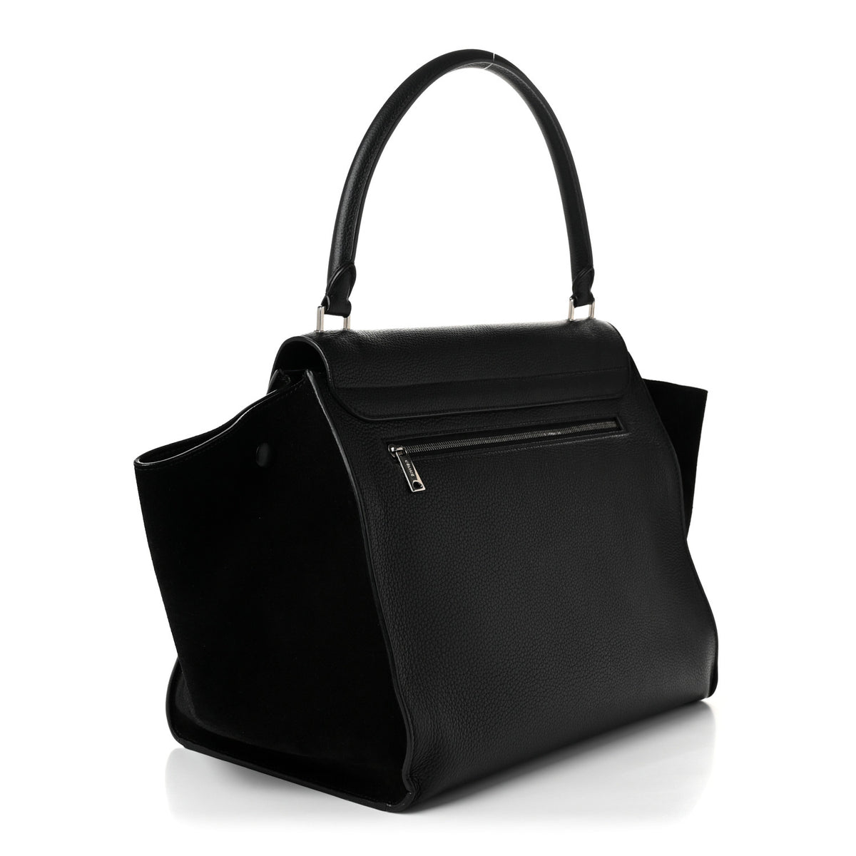 Drummed Calfskin Suede Large Trapeze Black