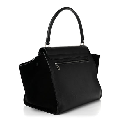 Celine Drummed Calfskin Suede Large Trapeze Black 3 of 9