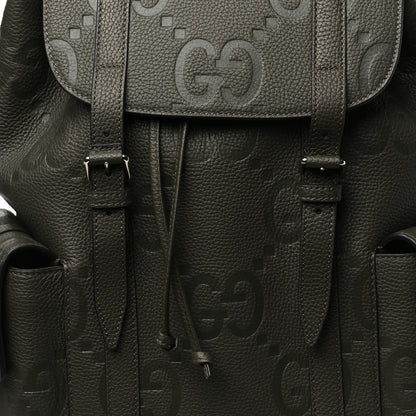 Gucci Piuma Calfskin Jumbo GG Embossed Double Buckle Backpack Dark Vintage Olive 7 of 9