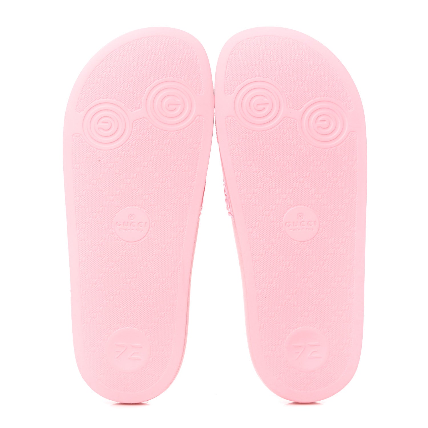Gucci Rubber GG Monogram Perforated Womens Slide Sandals 38 Rose Box 5 of 8