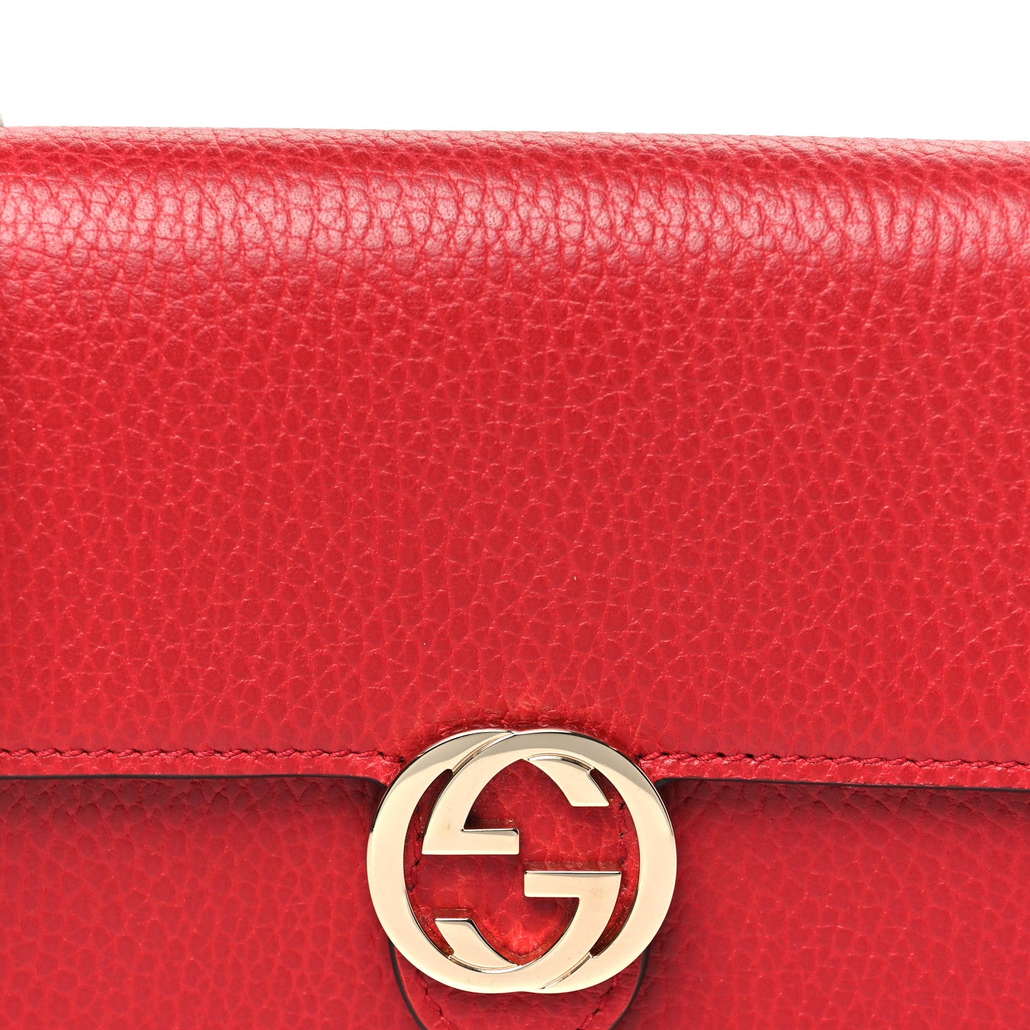 Gucci Dollar Calfskin Interlocking G Chain Wallet Red 7 of 9