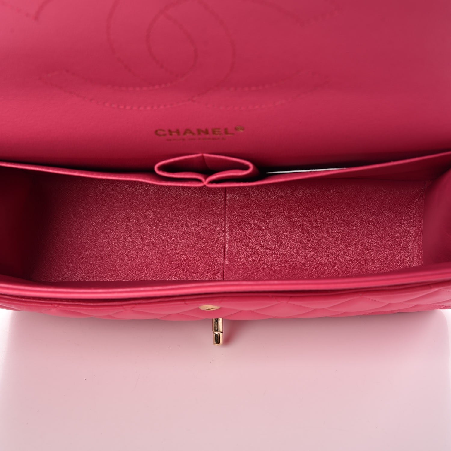 Chanel Lambskin Quilted Jumbo Double Flap Fuchsia 9 of 9