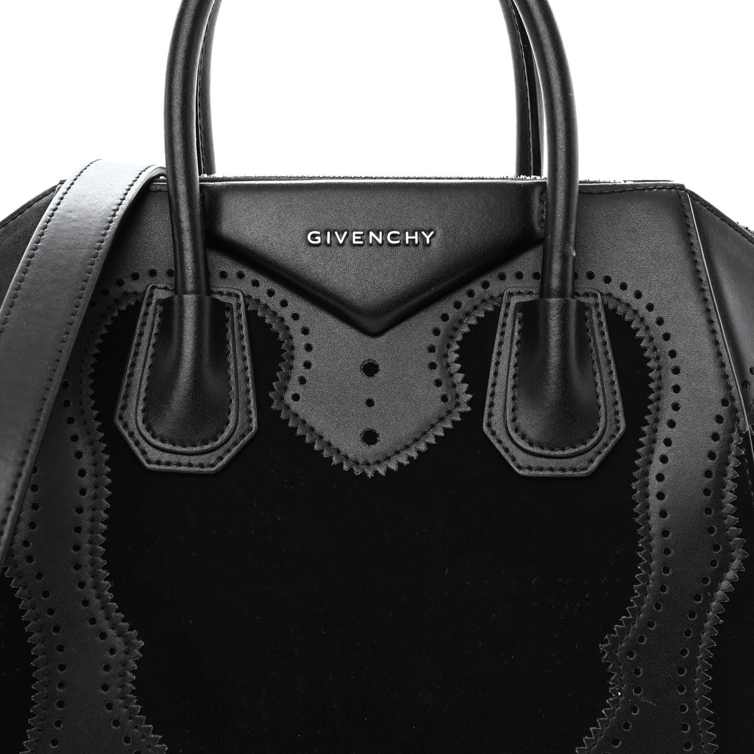 Givenchy Calfskin Suede Brogue Small Antigona Black 8 of 11