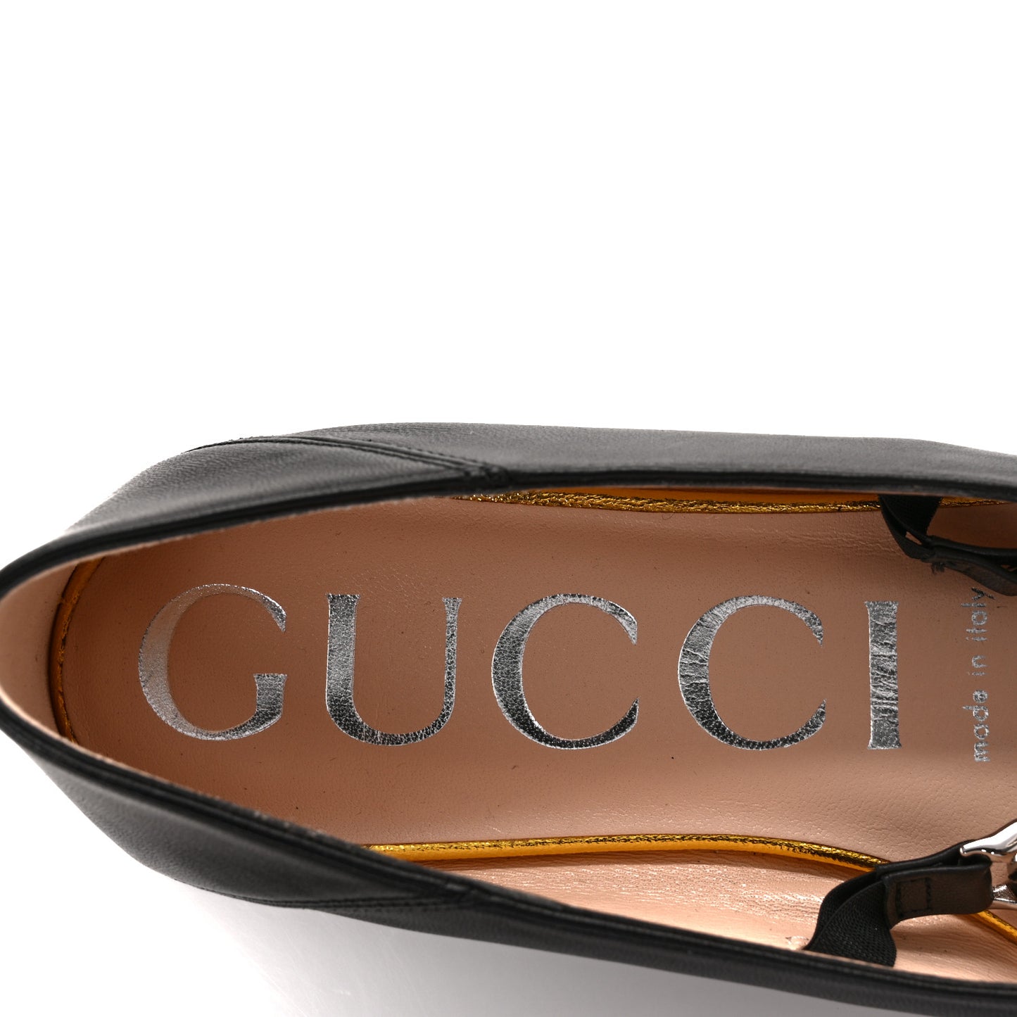Nappa Lumiere Deva Horsebit Chain Embellished Flats 35.5 Black