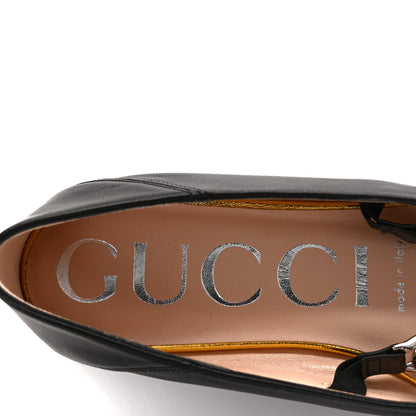 Gucci Nappa Lumiere Deva Horsebit Chain Embellished Flats 35.5 Black 7 of 9