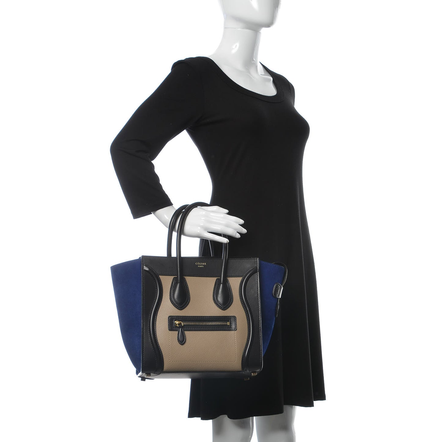 Elephant Calfskin Suede Micro Tri-Color Luggage Sand