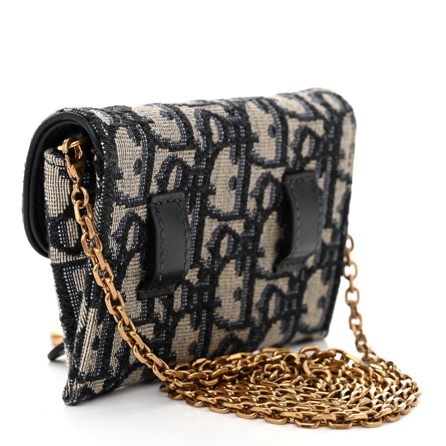 Christian Dior Oblique Nano Saddle Chain Pouch Blue 3 of 12