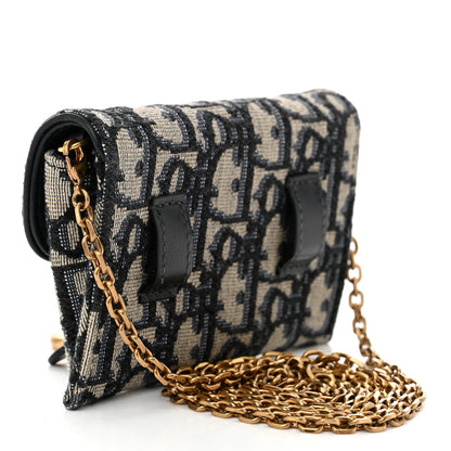 Christian Dior Oblique Nano Saddle Chain Pouch Blue 3 of 12
