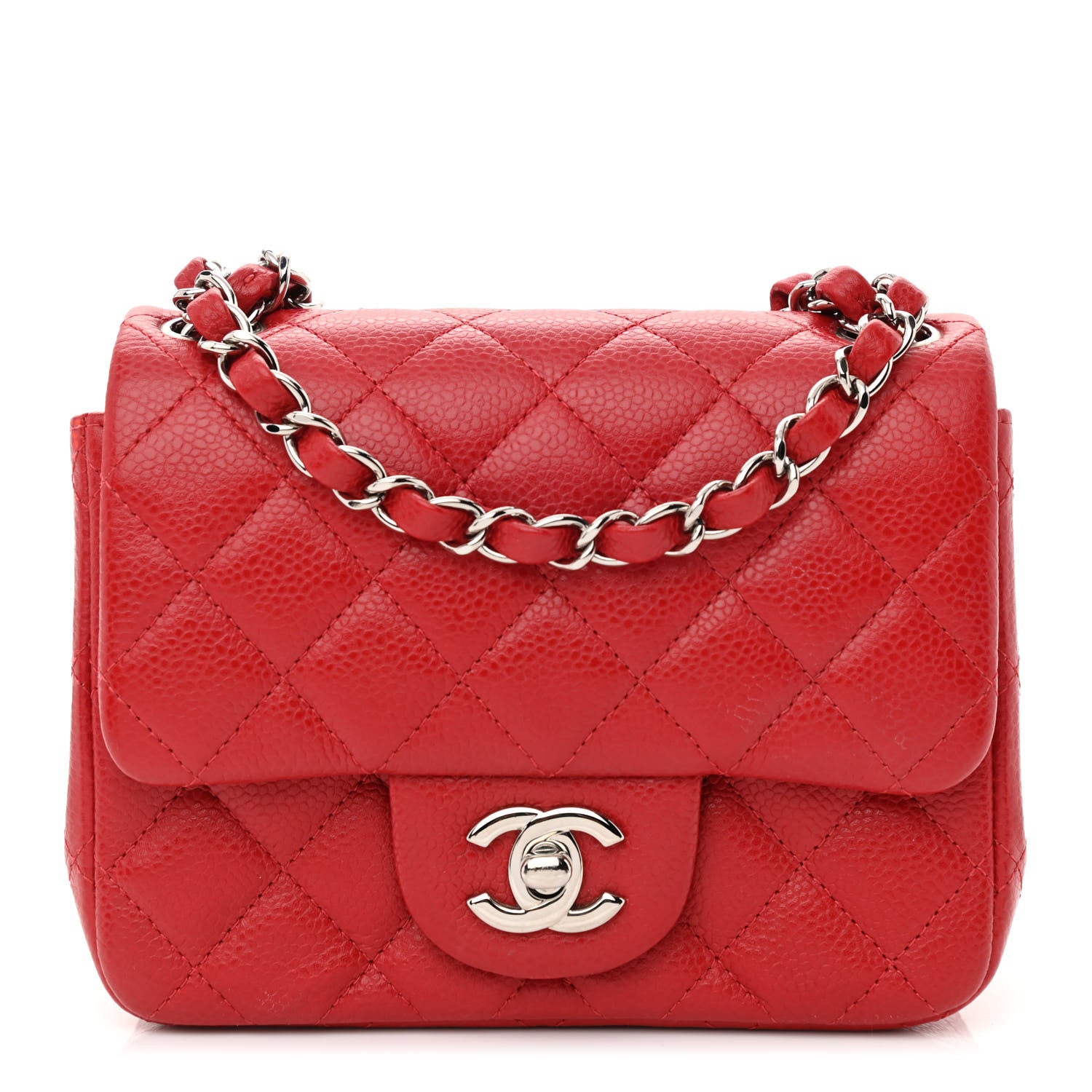 Chanel Caviar Quilted Mini Square Flap Red 1 of 11