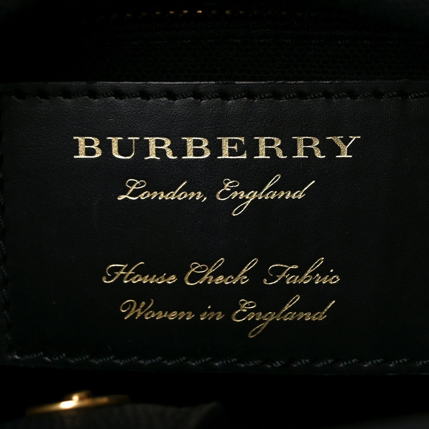 Grainy Calfskin House Check Small Brogue Banner Tote Black