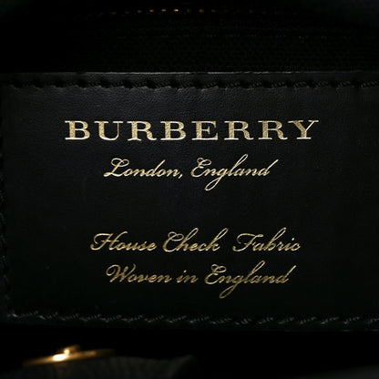 Burberry Grainy Calfskin House Check Small Brogue Banner Tote Black 6 of 9