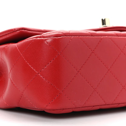 Chanel Lambskin Quilted Mini Rectangular Flap Red 8 of 9