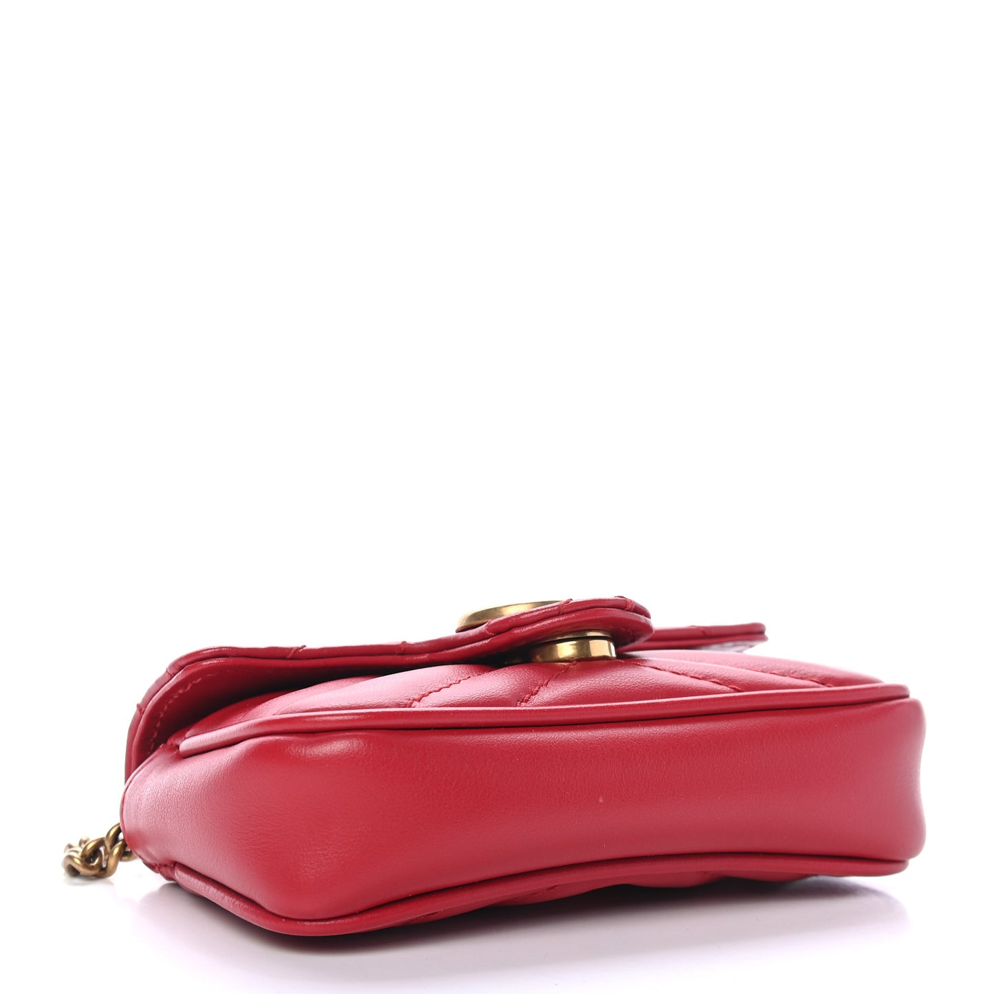 Calfskin Matelasse GG Marmont 2.0 Coin Purse On A Chain Hibiscus Red