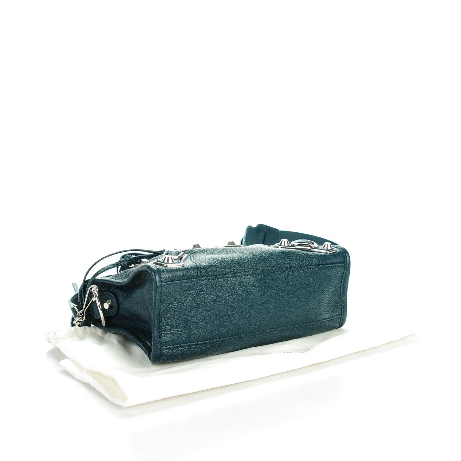 Balenciaga Chevre Silver Metallic Edge Hardware Mini City Bleu Paon 4 of 8