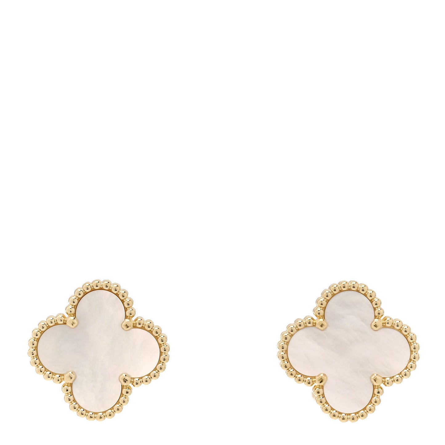 18K Yellow Gold Mother of Pearl Vintage Alhambra Earrings