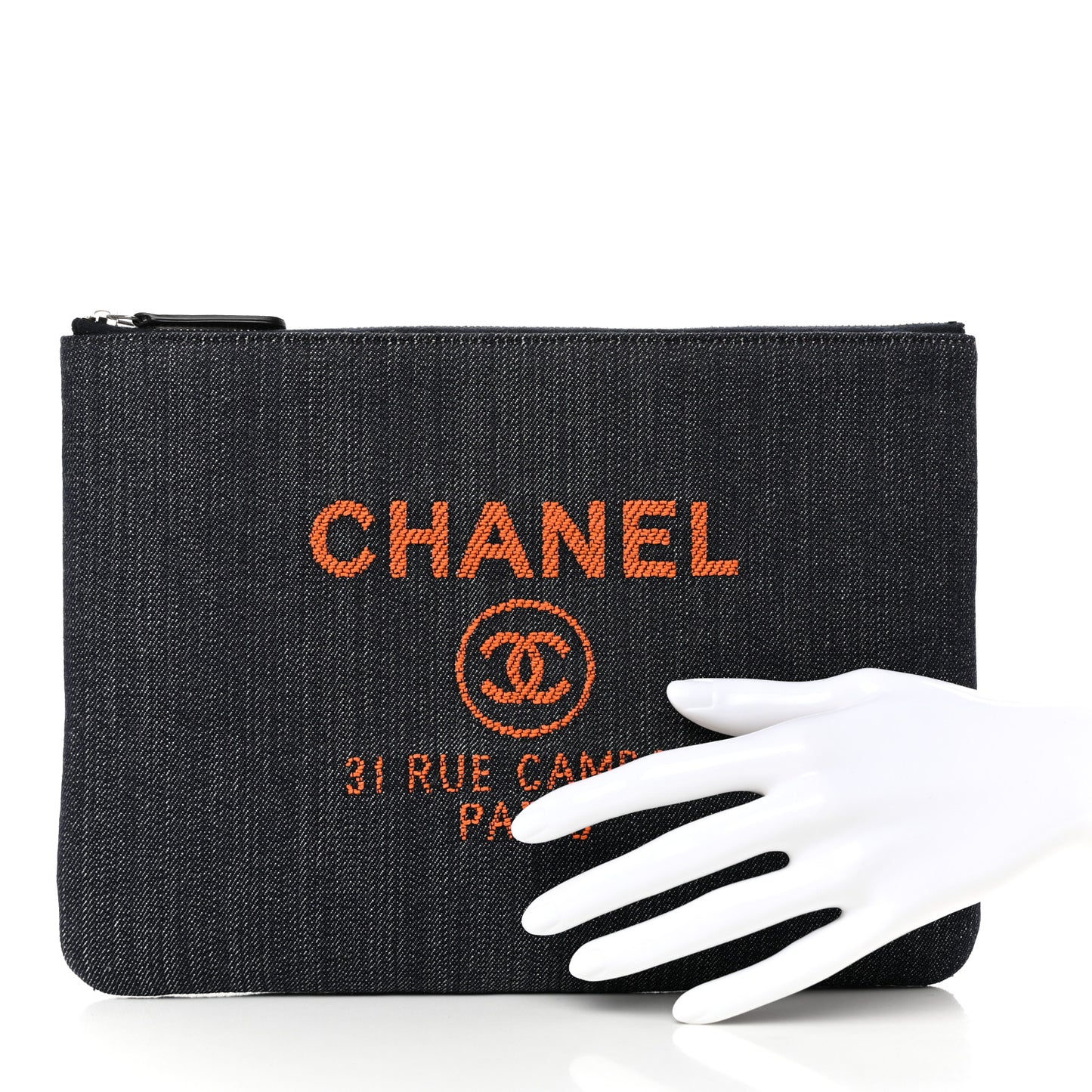 Denim Medium Deauville Pouch Clutch Blue Orange