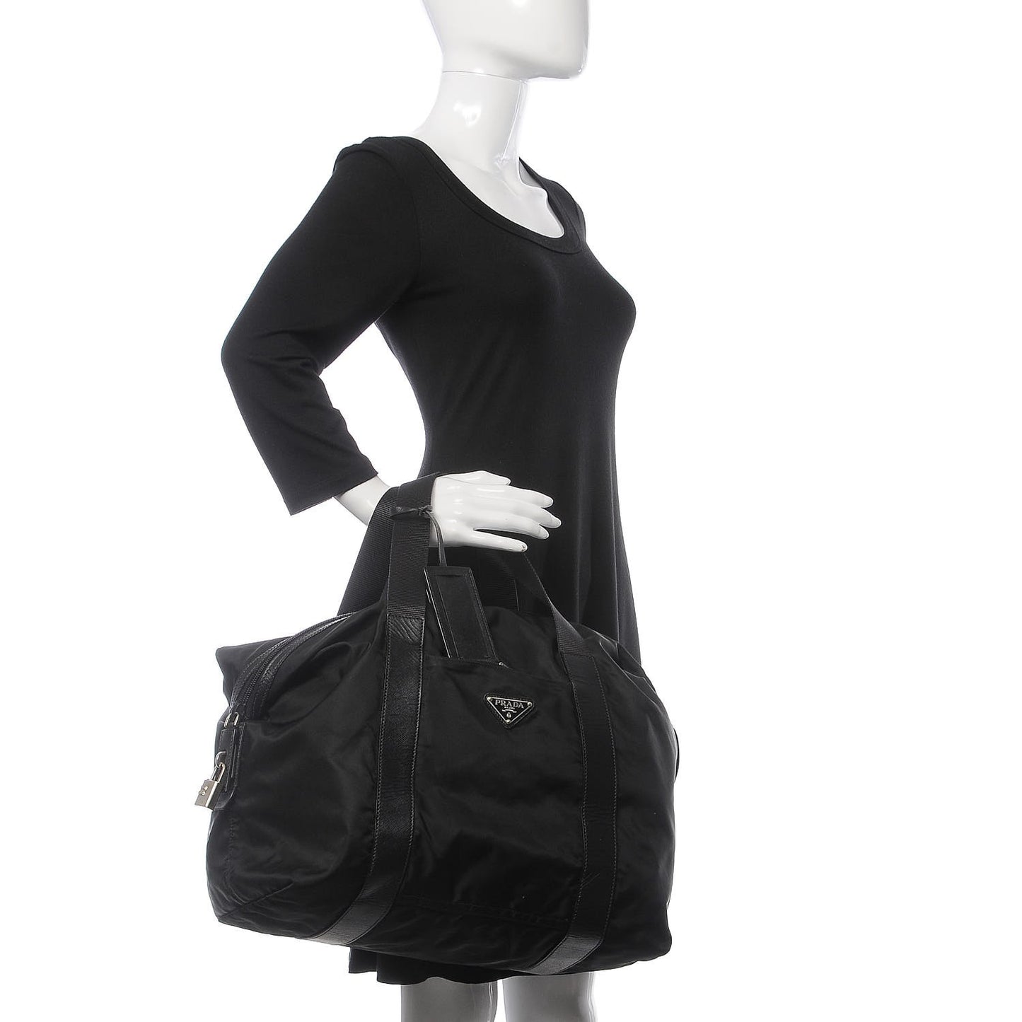 Tessuto Nylon Saffiano Duffel Bag Black