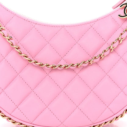 Chanel Lambskin Quilted Small Hobo Bag Pink 8 of 11