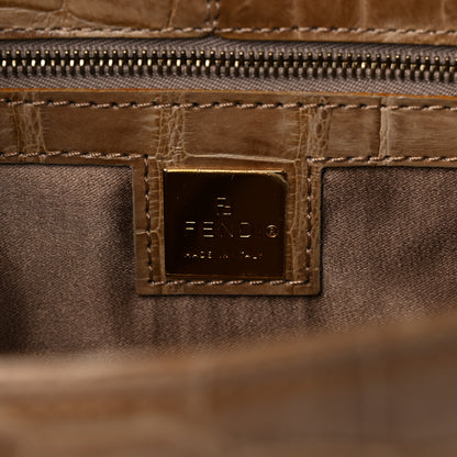 Fendi Crocodile Crystal Lizard Baguette Beige 6 of 11
