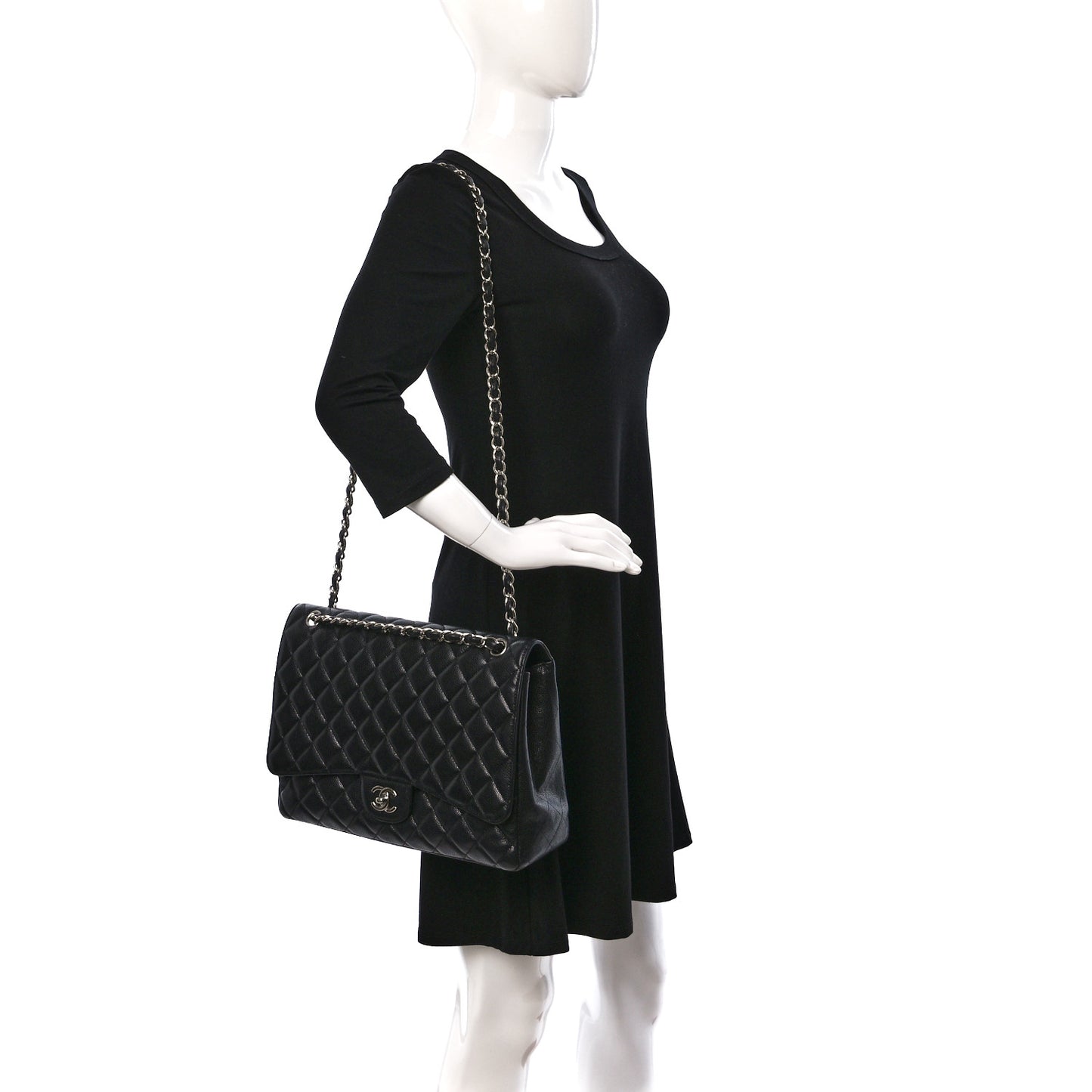 Caviar Quilted Maxi Single Flap Black
