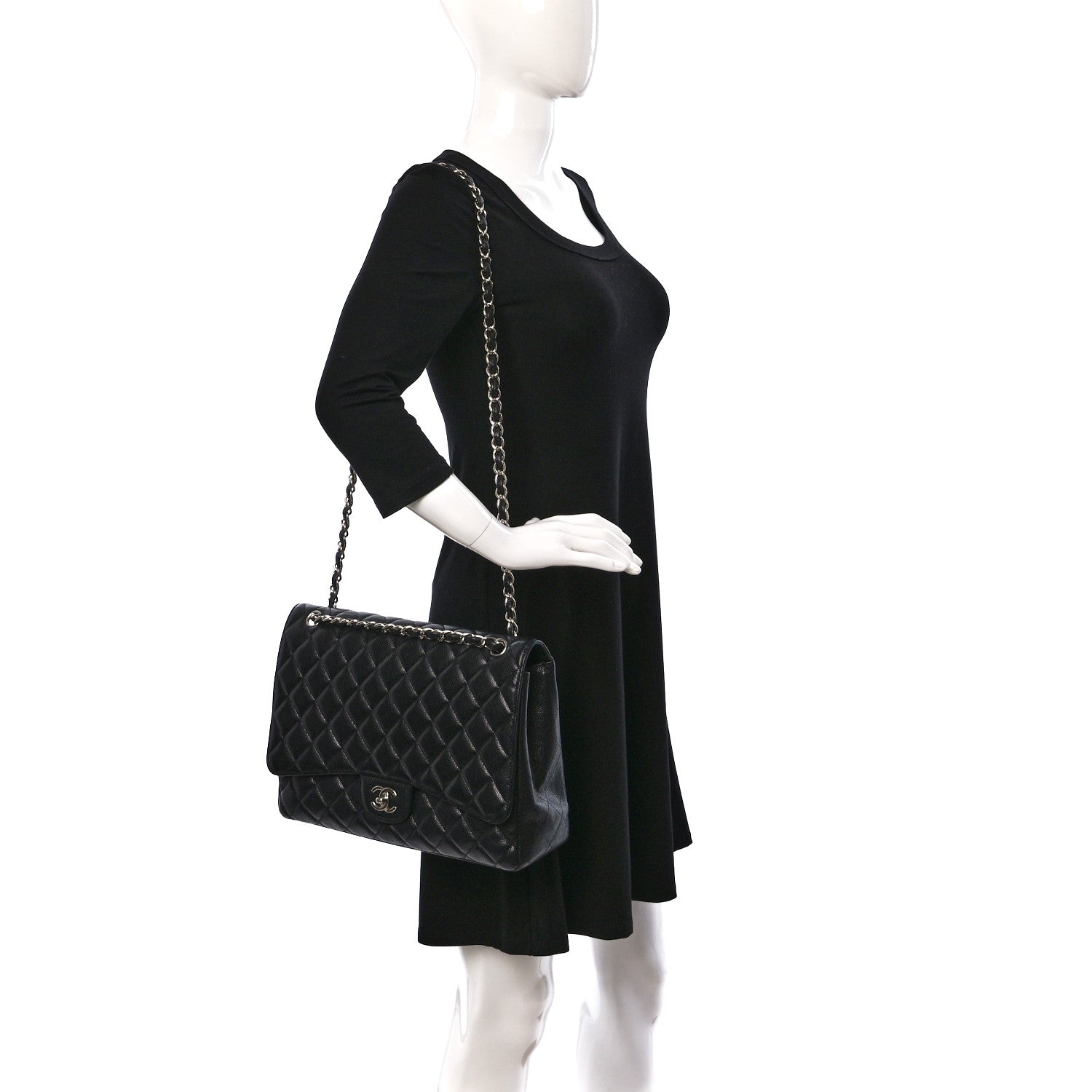 Chanel Caviar Quilted Maxi Single Flap Black 2 of 9