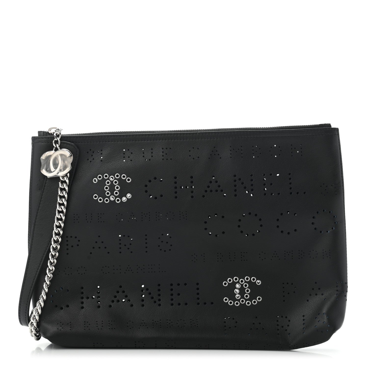 Chanel Calfskin Eyelets Clutch Black 1 of 8