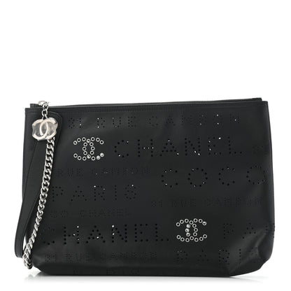 Chanel Calfskin Eyelets Clutch Black 1 of 8