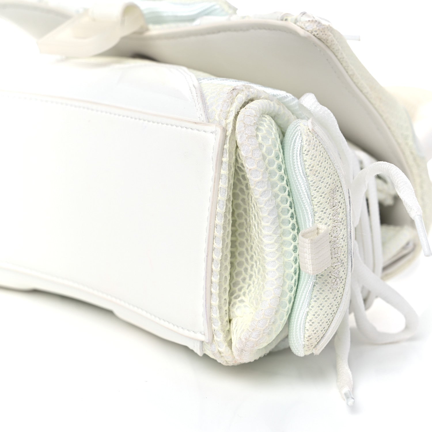 Balenciaga Faux Calfskin Fabric Glow In The Dark Small Sneakerhead Top Handle Bag White 9 of 12