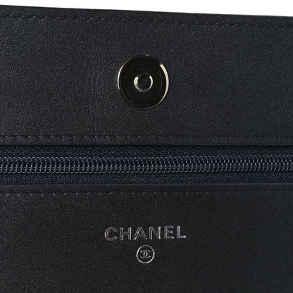 Chanel Goatskin Camellia Embossed Wallet On Chain WOC Grey 6 of 11