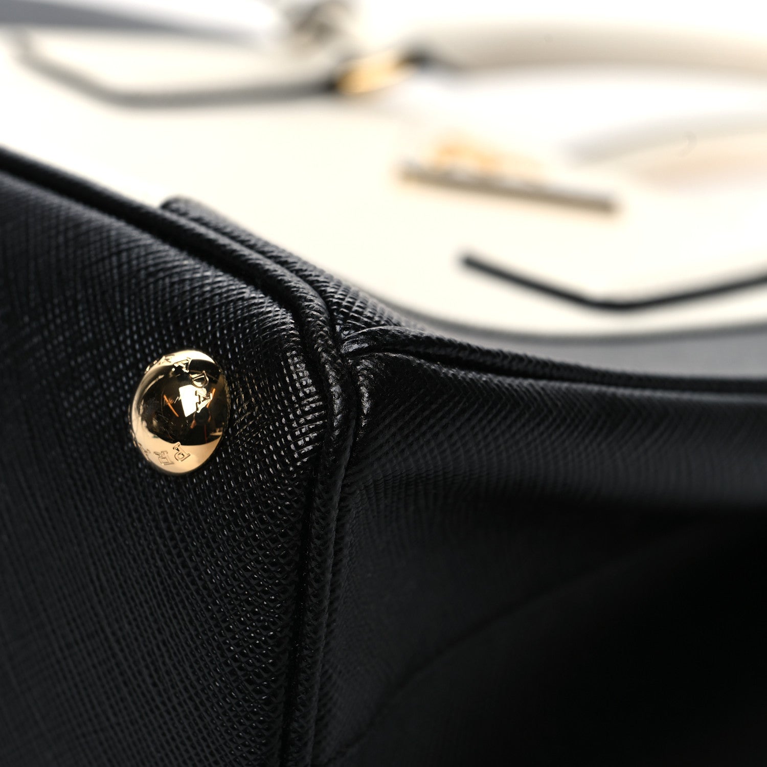 Prada Saffiano Lux Small Bi-Color Galleria Double Zip Tote Black White 10 of 13