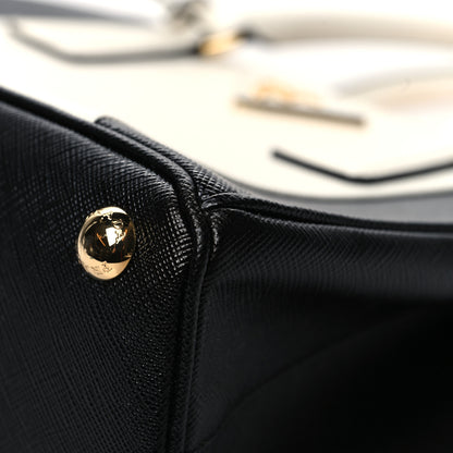 Prada Saffiano Lux Small Bi-Color Galleria Double Zip Tote Black White 10 of 13