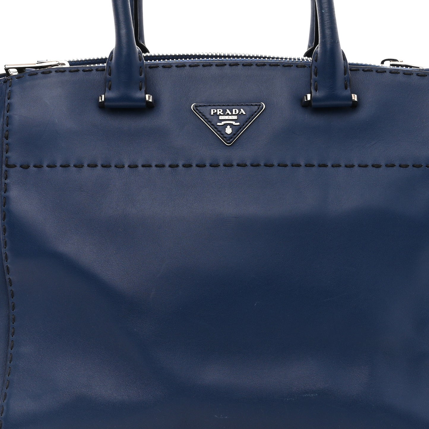 City Calf Small Hand Stitched Galleria Double Zip Tote Bleuette
