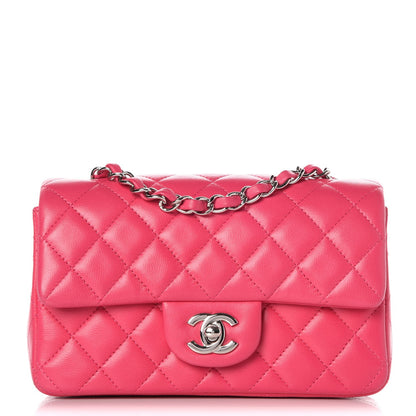 Chanel Lambskin Quilted Mini Rectangular Flap Dark Pink 1 of 9