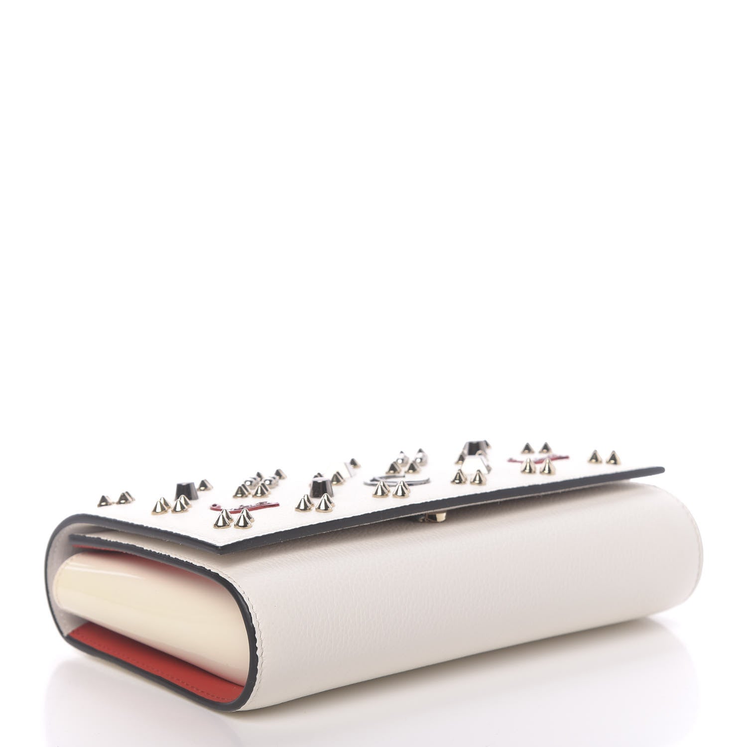 Christian Louboutin Calfskin Spikes Loubinthesky Paloma Clutch White 4 of 10