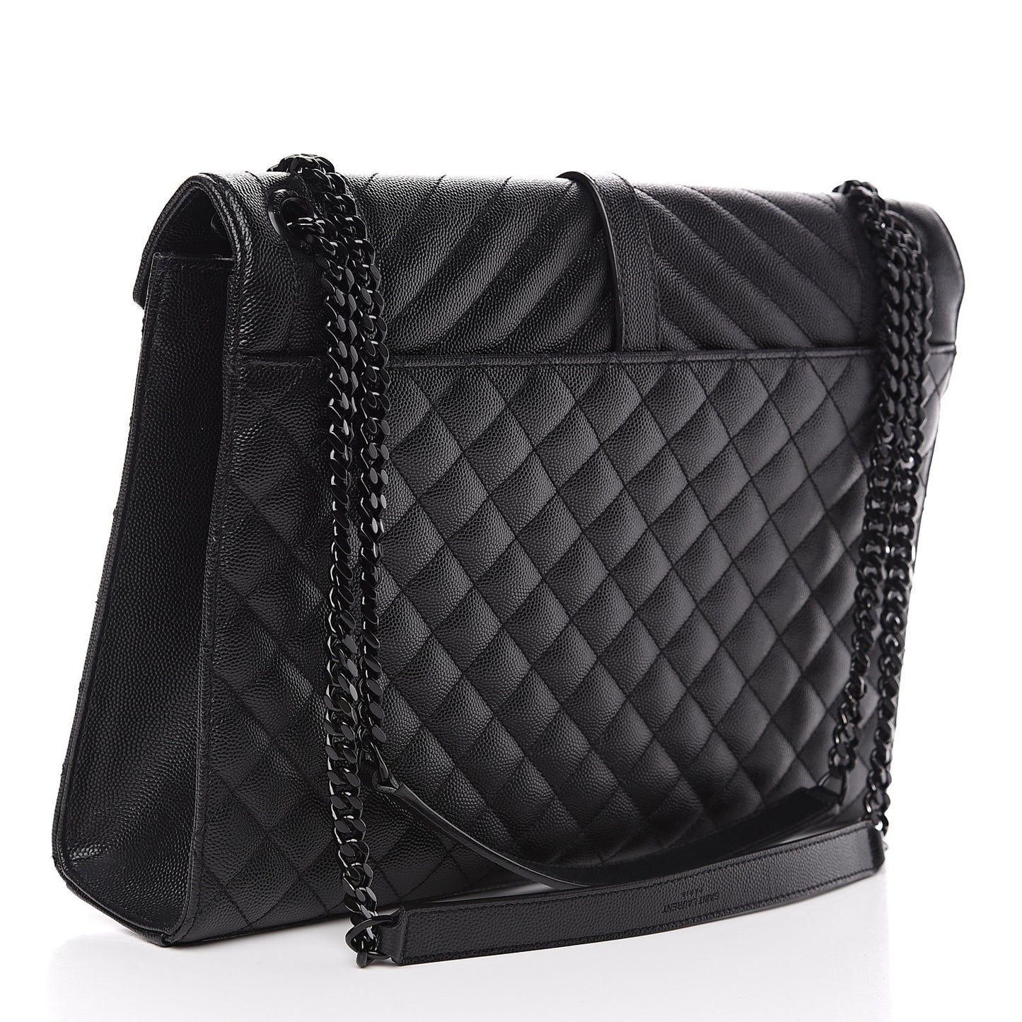 Grain De Poudre Textured Mixed Matelasse Large Triquilt Monogram Monochrome Satchel Black