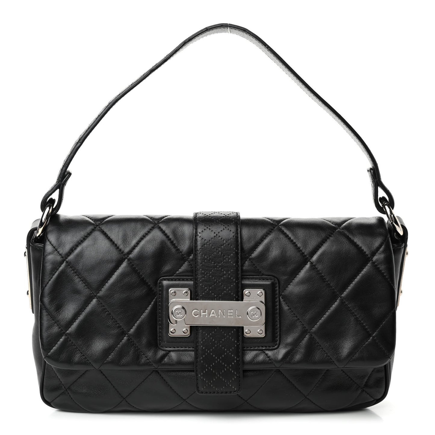 Lambskin Quilted Shoulder Bag Black
